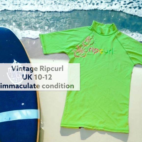 Immaculate vintage RipCurl surf top rash tee T-shirt Y2K surfing, collectible - Picture 2 of 14